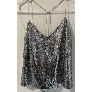 Brand New! Charlotte Russe Silver Sequin Top